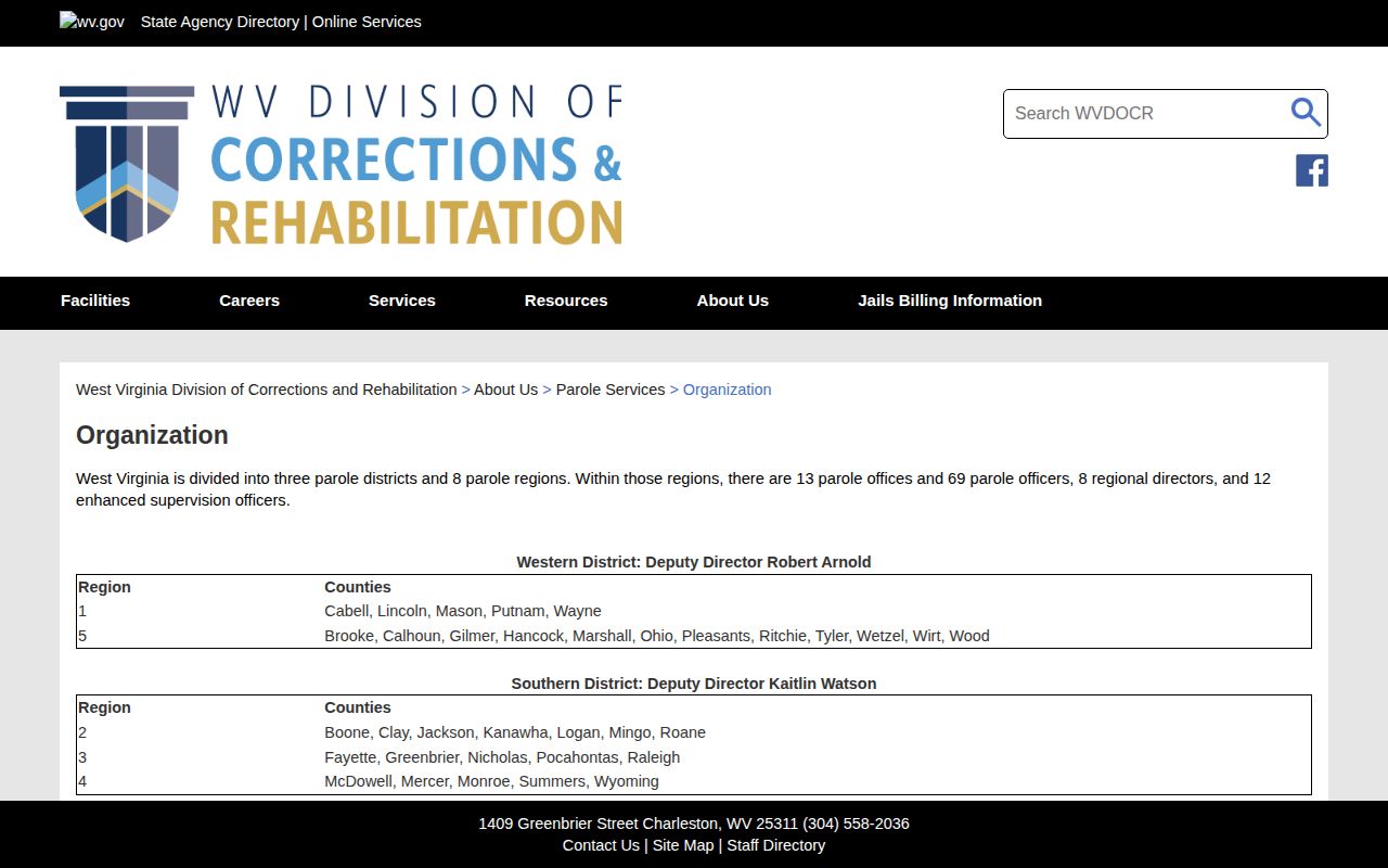 Taylor County post-release supervision on the WVDCR Region 6 page
